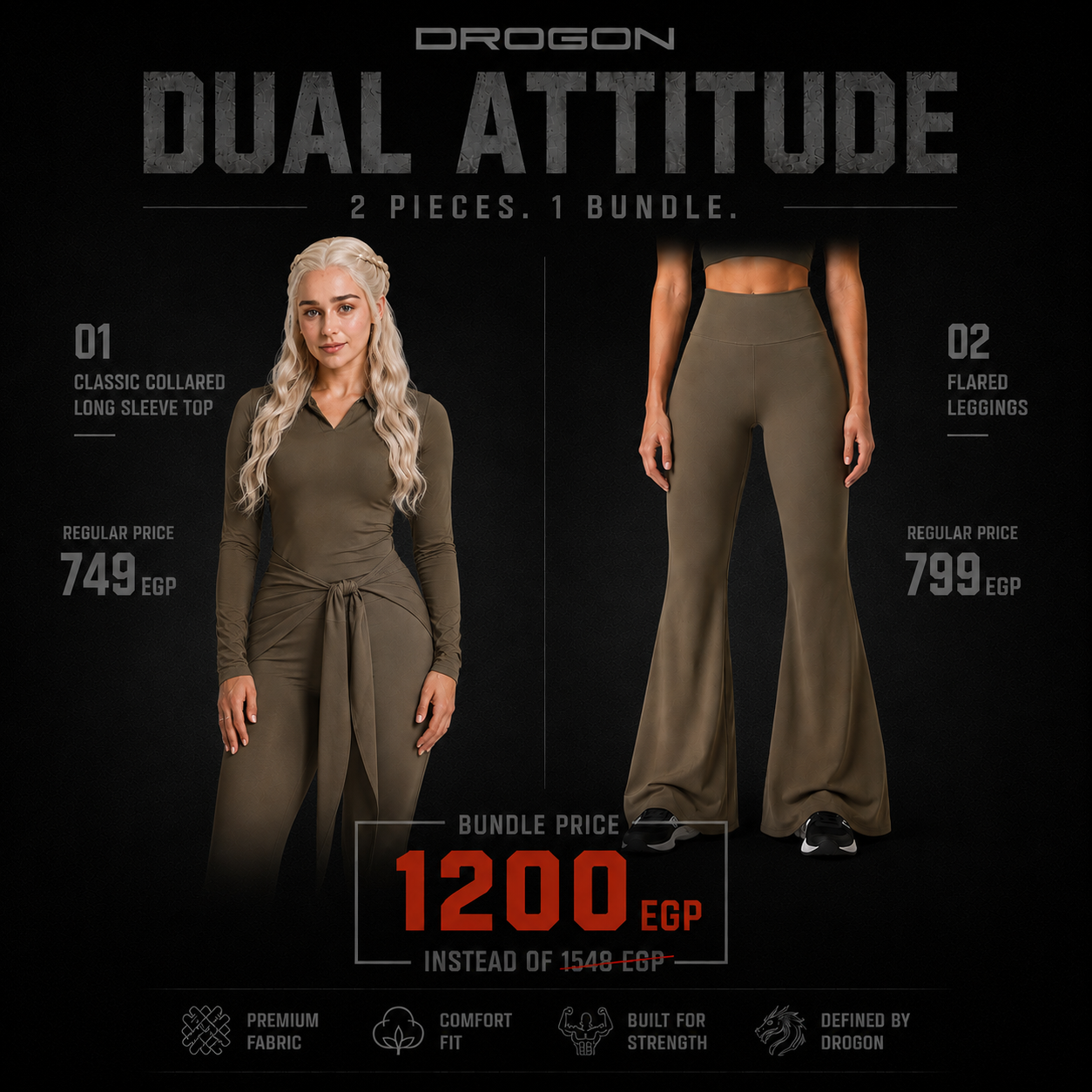 Dual Attitude — Classic Collared + Flared Pants