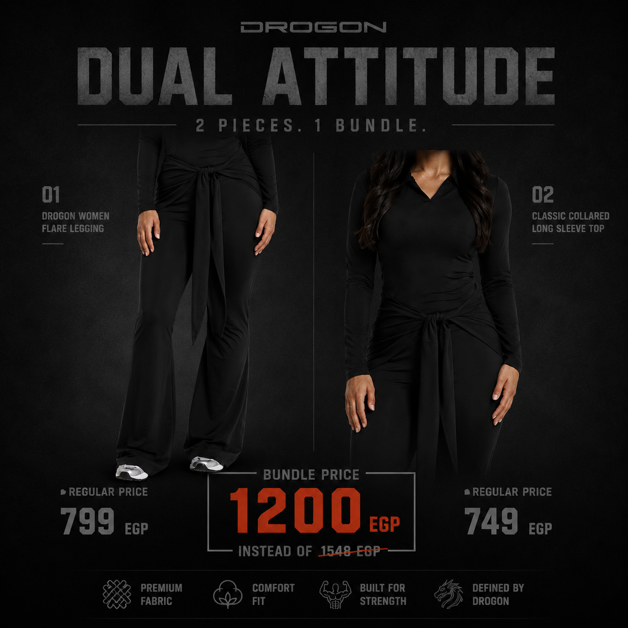 Dual Attitude — Classic Collared + Flared Pants