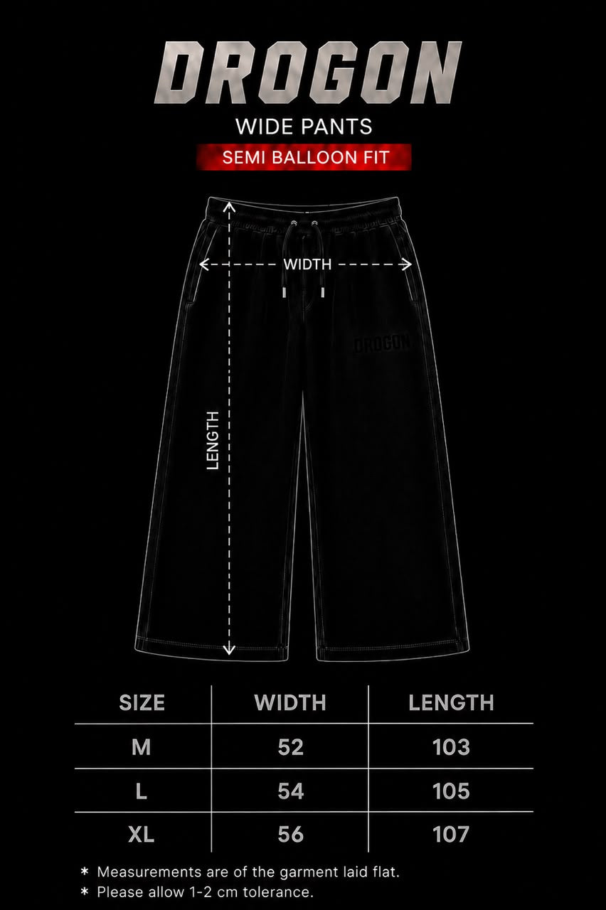 semi Ballon fit pants size chart